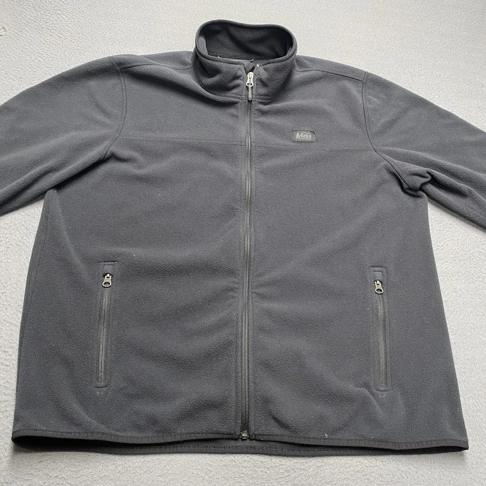 REI Co-op Jacket Mens XL Gray Fleece Full Zip Zip Pockets Warm Hiking Outdoor - Picture 4 of 9